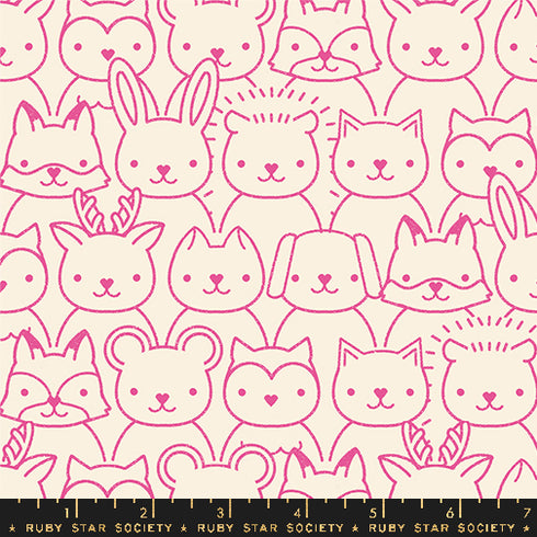 Woodland Park Sup Animals in Raspberry RS1082 13 - Ruby Star Society Sold by the Half Yard